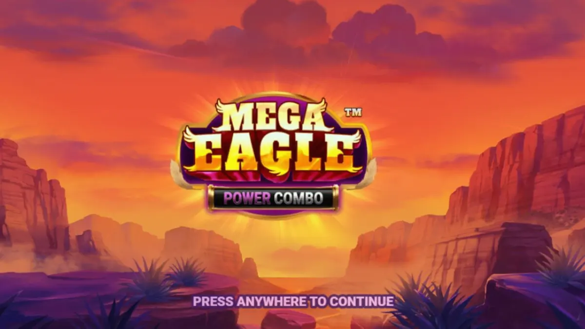 Pemandangan pegunungan dan simbol elang dalam slot Mega Eagle Power Combo