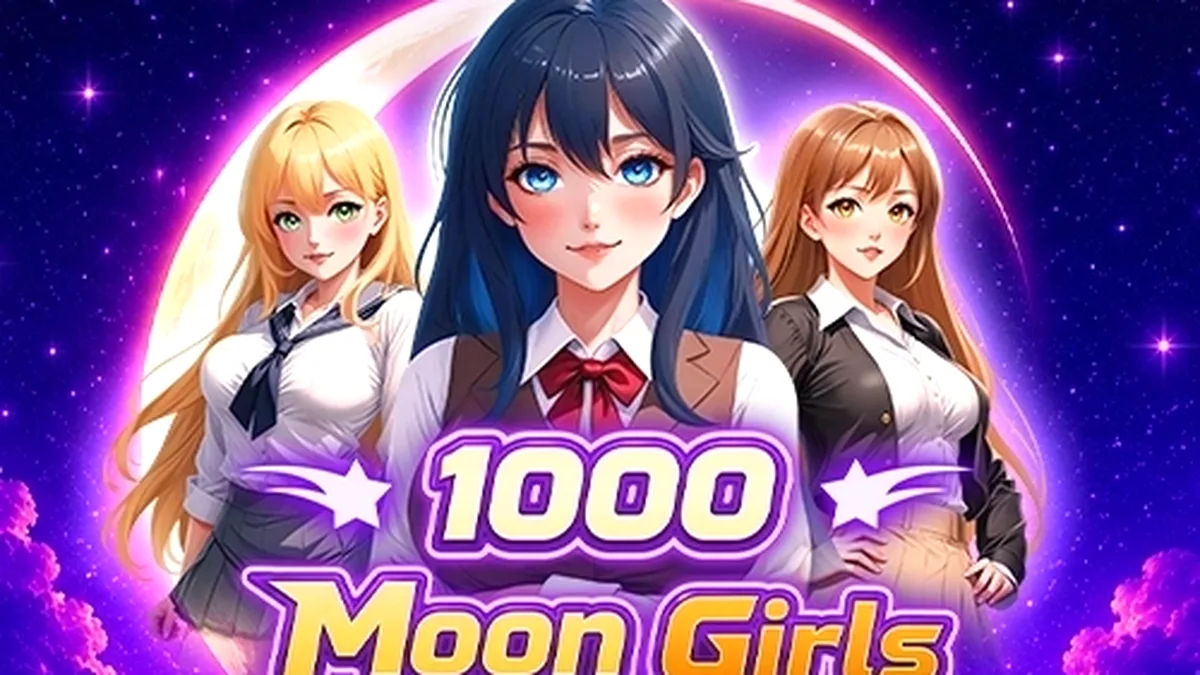 Tampilan visual slot 1000 Moon Girls dengan latar belakang bertema fantasi